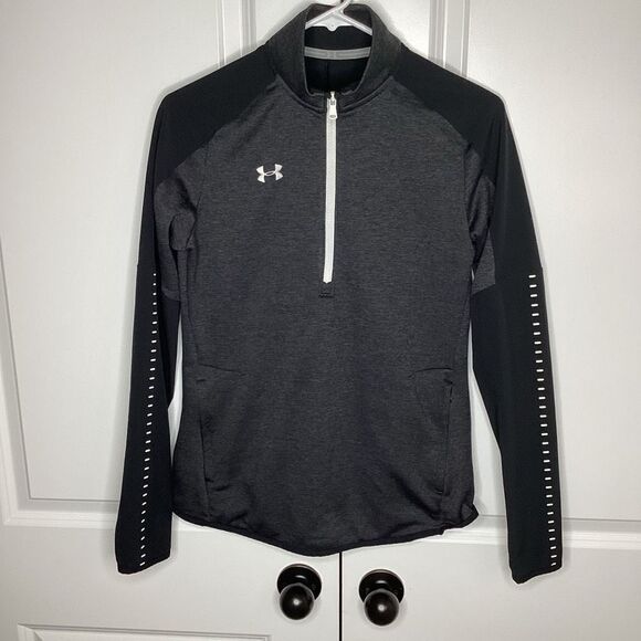 Ladies Under Armour 1/4 zip Hybrid Pullover Gray/Black/white‎ small - Picture 1 of 6
